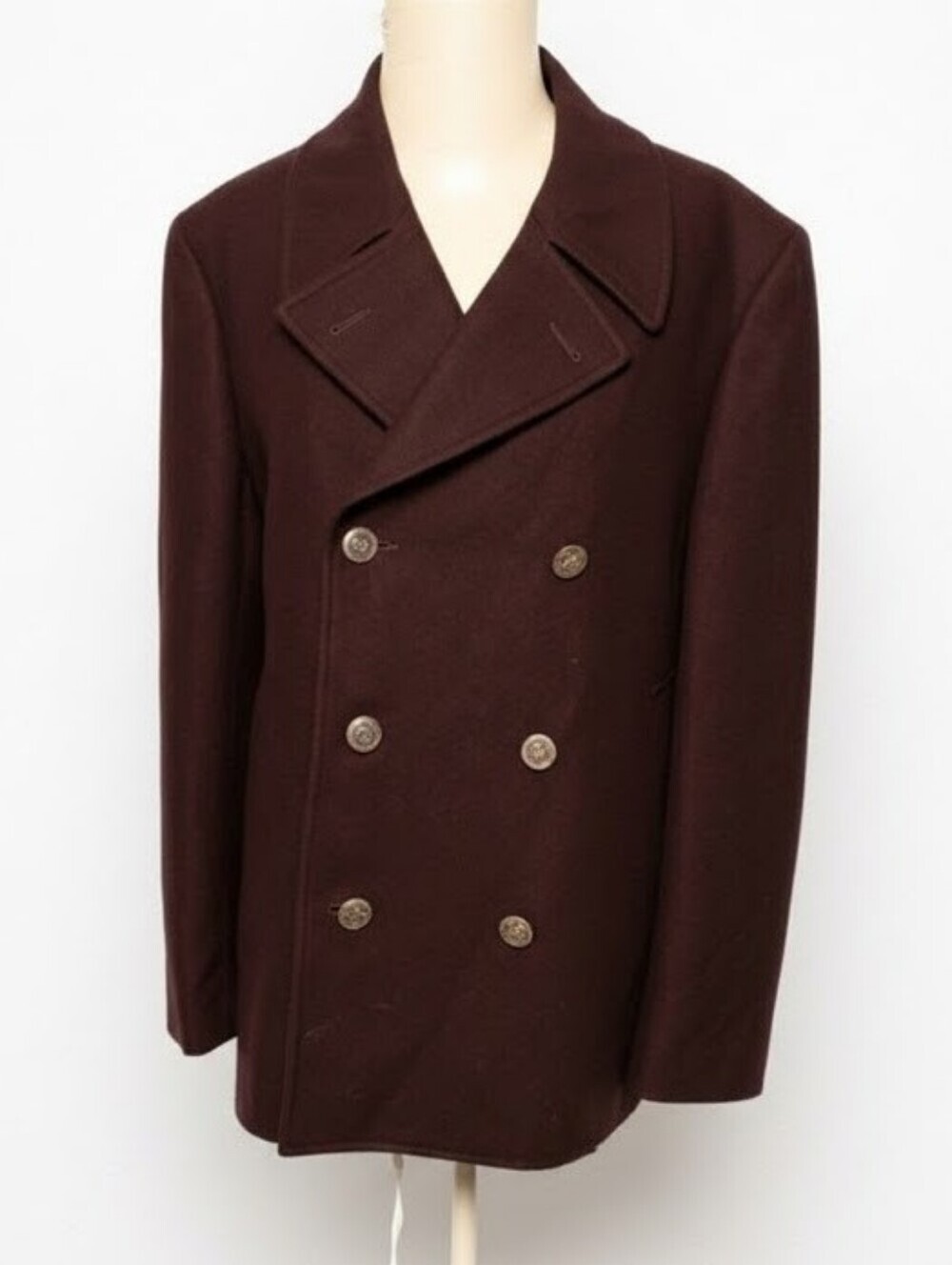 TALLIA Men's Purple Double-Breasted Wool Peacoat, L
